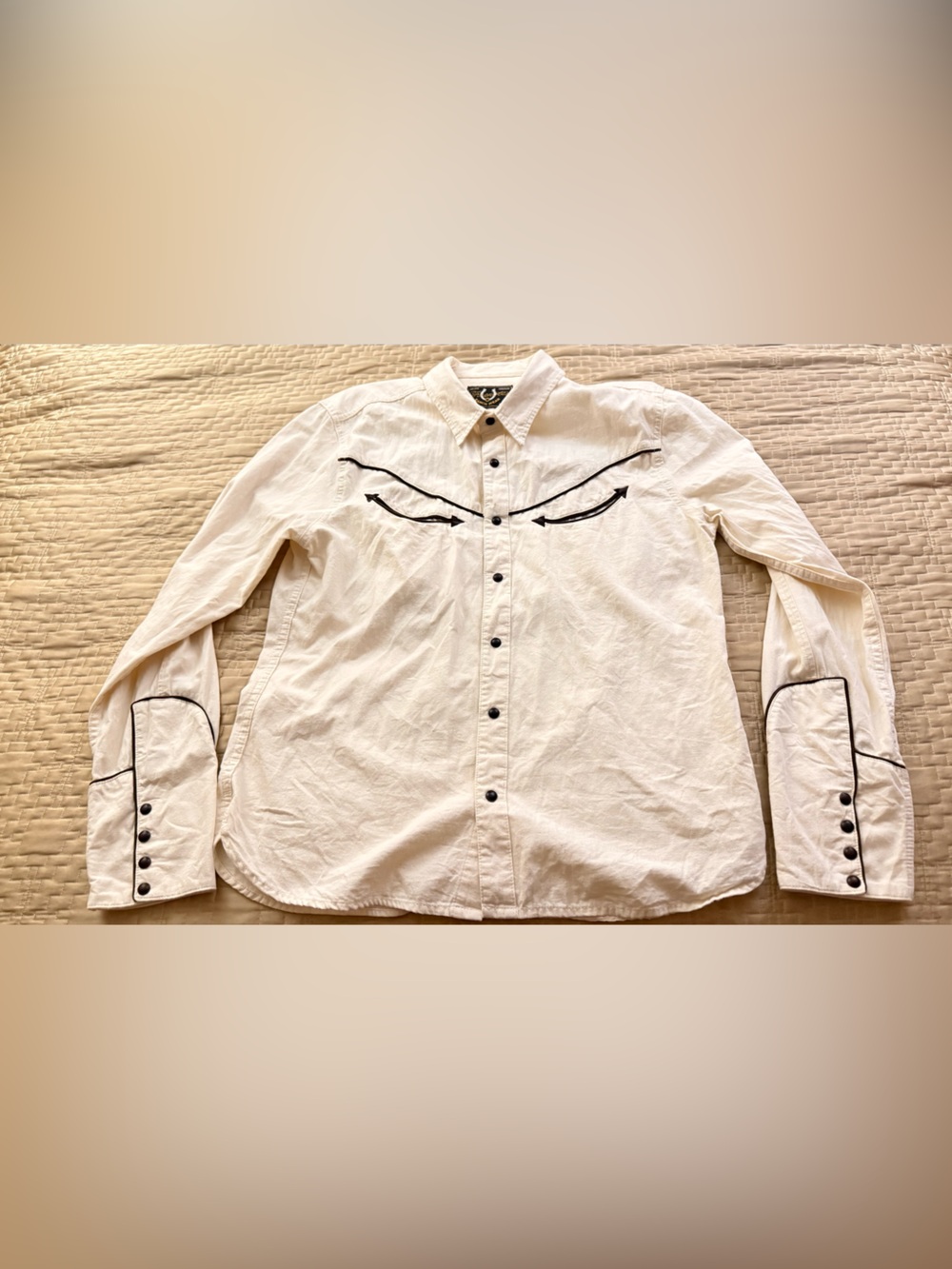 Freenote Cloth Rambler Snap Button Western Shirt L Cream/Brown